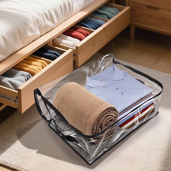 ZOOFOX 6 Pack Blanket Storage Bags, Clear Zippered Storage Bags for Clothes, Vinyl Moving Bag for Comforter, Blanket, Bedding, Toys, Clothing, 19.5 x 14 x 8 Inch