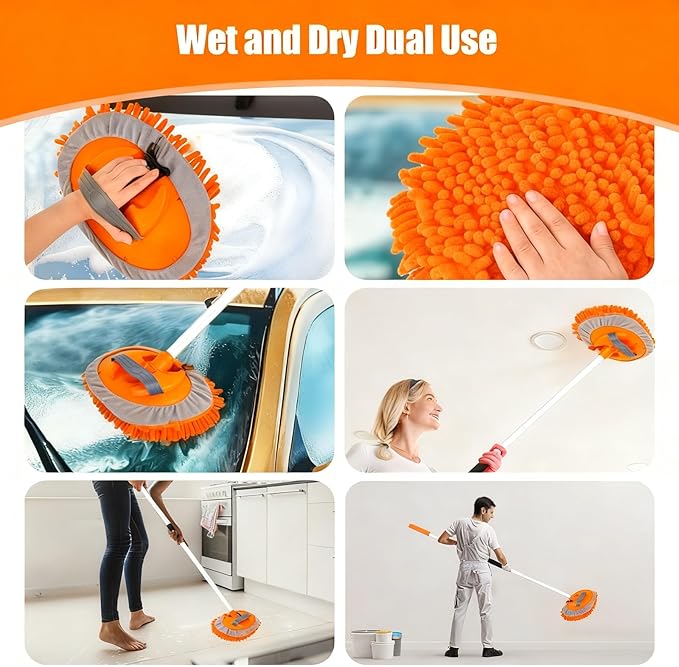 62" Car Wash Brush with Long Handle Car Cleaning Brush Kit Car Cleaning Supplies Kit Car Washing Duster Tools Accessories