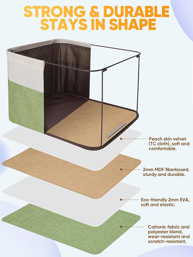 4 Pack Fabric Closet Storage Bins for Shelves, Green, 17''x13''x10.5''