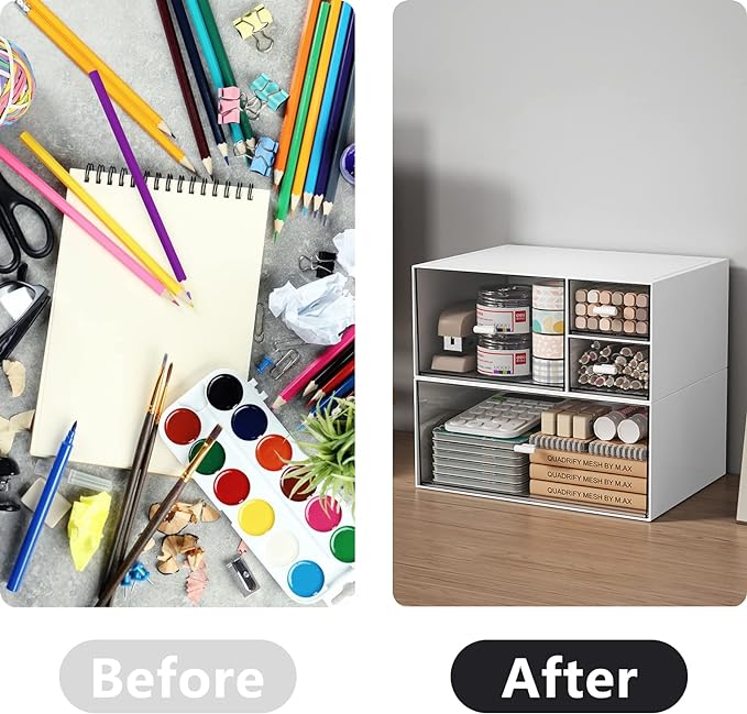 Desk Drawer Organizer, Stackable Storage Drawers, Plastic White Desk Organizers Great for Makeup Storage Bathroom Organization Accessories Etc