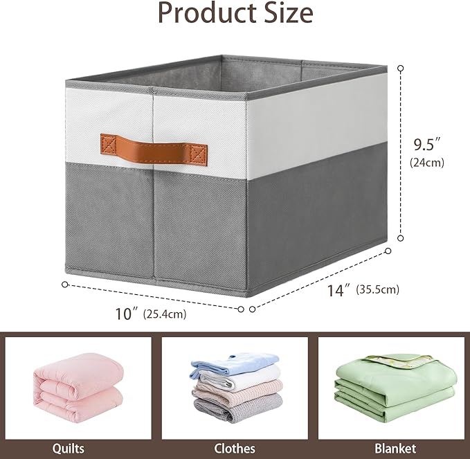 4 Pack Large Storage Bins with Handle,Collapsible Storage Basket for Shelves,Fabric Closet Organizer for Organizing Clothes Blanket,Decorative Dorm Organizers and Storage