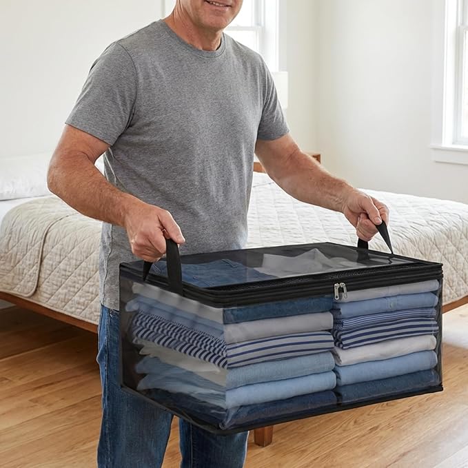 Blanket Storage Bags 80L Large Clothes Storage Foldable Closet Organizers