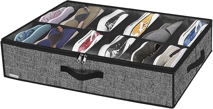 Under Bed Shoe Storage Organizer with Sturdy Handles and Clear Window 1 Pack