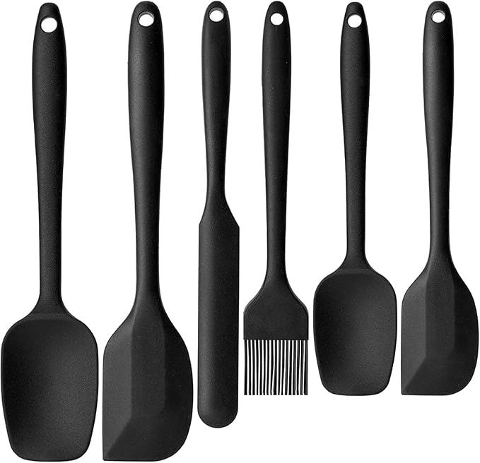HANSGO Silicone Spatula Set, 6 PCS Food Grade Kitchen Utensils with Silicone Brush, 480°F Heat Resistant Non Stick Rubber Spatula for Scraping, Cake Baking, Cooking, Mixing, Dishwasher Safe