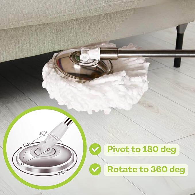 Stainless Steel Mop Handle 37" to 53" Long - Heavy Duty Spin Mop Replacement Stick - Commercial & Industrial Use Suitable for Home, Office, Hospitals, Hotels for Floor Cleaning