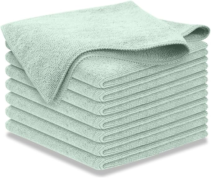 USANOOKS Microfiber Cleaning Cloth - Sea Green - 8Pcs (12.5x12.5 inch) High Performance - 1200 Washes