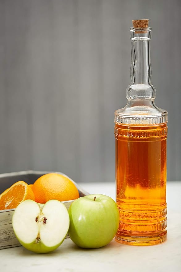 BULK PARADISE Large Clear Decorative Glass Bottle with Spout and Cork, 32oz, 1 Bottle - Design: EPLI (3in X 11.9in)
