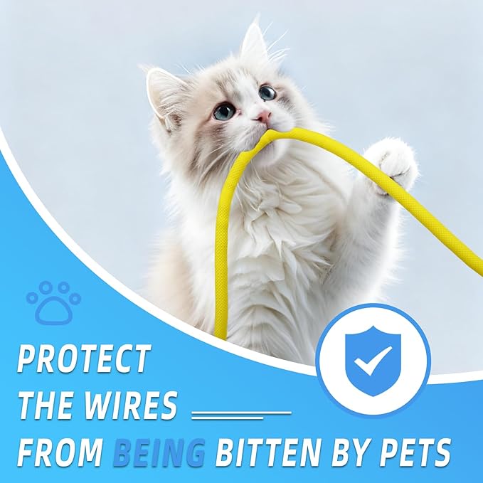 Automotive Wire Loom Tubing, Split Braided Cord Protectors from Pets No Chew, Flexible Cable Sleeve Cable Management for TV/Computer/Electric Wires (Yellow, 5/8"-25ft)