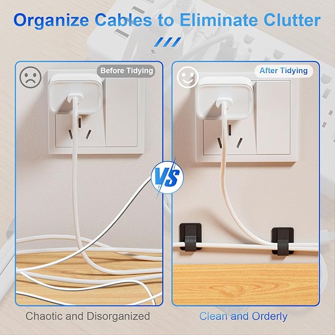 80Pcs Hook and Loop Cable Ties Under Desk Cable Management Adhesive Strips for Cord Hider Wire Organizer Computer Accessories for Desk Home Office Organization Essentials - Gray