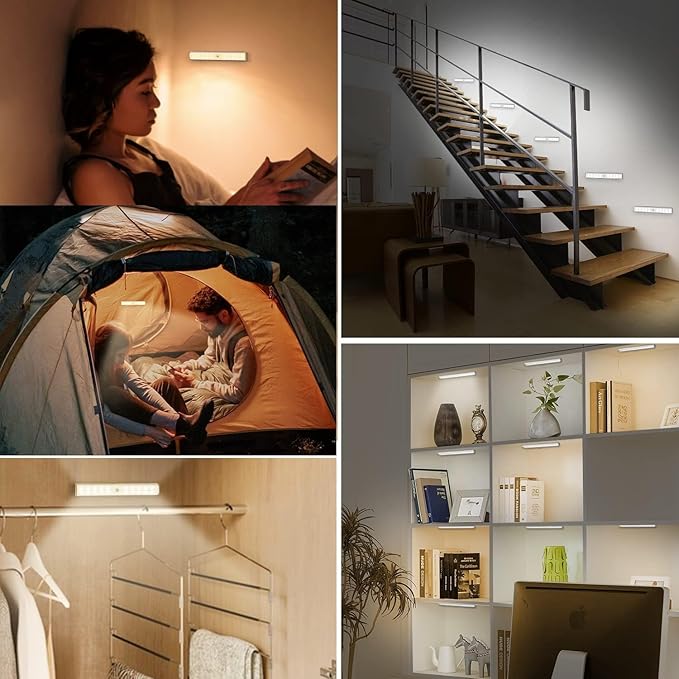 Under Cabinet Light Wireless with Remote, 15 Color RGB Magnetic Led Light Bar, 48-LED Rechargeable Closet Lights, 3 Timer & 4 Modes, Stick on Lights for Kitchen, Pantry, Bedroom, Stairs