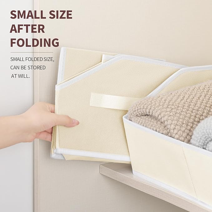 Clothes Organizers and Storage, Fabric Cube Bins with Handles, Beige
