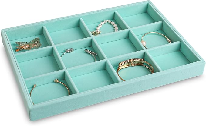 Frebeauty Stackable Velvet Jewelry Organizer Trays for Drawers Inserts Jewelry Storage Tray Display Case