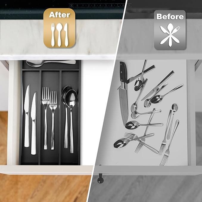Silverware Organizer Small Bamboo Kitchen Drawer Organizer Utensil Organizer