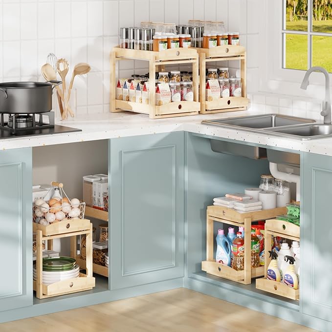 2 Pack Under Sink Organizer, Natural