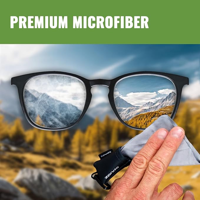 SPUDZ Classic Microfiber Lens Cleaner – Clip-On Pouch, Washable – for Binoculars, Scopes, Glasses, Screens | Classic | Nautical Stripes, 6 x 6 Inch