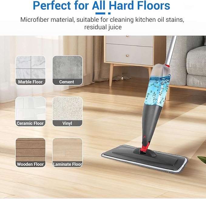 6Pcs Microfiber Mop Replacement Pads,Compatible with Wet/Dry Mop Floor Cleaning Pad Fit All Spray Mops,14.9 * 4.7’’ Size Spray Mop Pads Refills