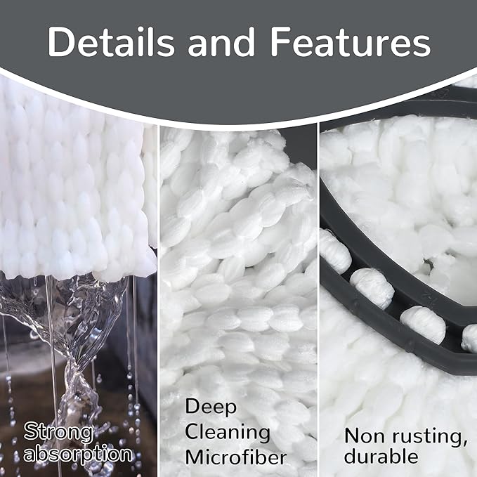 Spin Mop Replacement Head,Thick Microfiber Refills for O-Cedar Spin Mop,4-Pack Washable & Reusable for Hardwood/Tile Floors, Exact Fit for 1-Tank System (Blue)