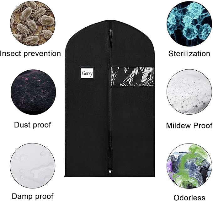 16 Pack Suit Bags Garment Bag for Men Storage 40-inch Clothes Cover with Clear