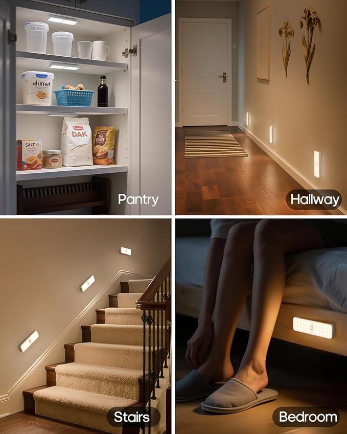 6 Pack Under Cabinet Lighting Wireless with Charging Station, Small 6'' Led Rechargeable Motion Sensor Light Indoor, 3CCT Dimmable Closet Light, Under Counter Light for Pantry, Bookshelf, Stair