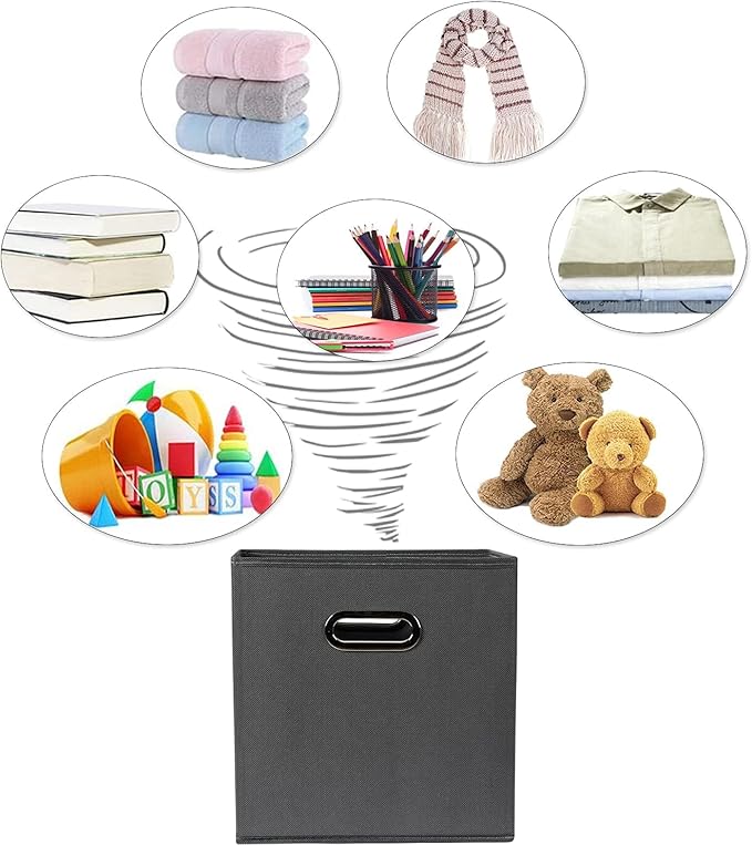 Fabric Cloth Storage Bins,Fabric Cube Organizer with Dual Handles Foldable Cube Storage Baskets for Home Bedroom Storage,Set of 8,(Gray)