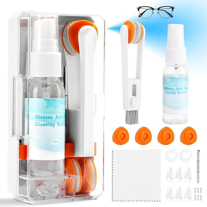 Ordilend Glasses Cleaner, Glasses Cleaning Kit with Eyeglass Cleaner Spray, Eyeglass Lens Cleaner, Microfiber Cleaning Cloth