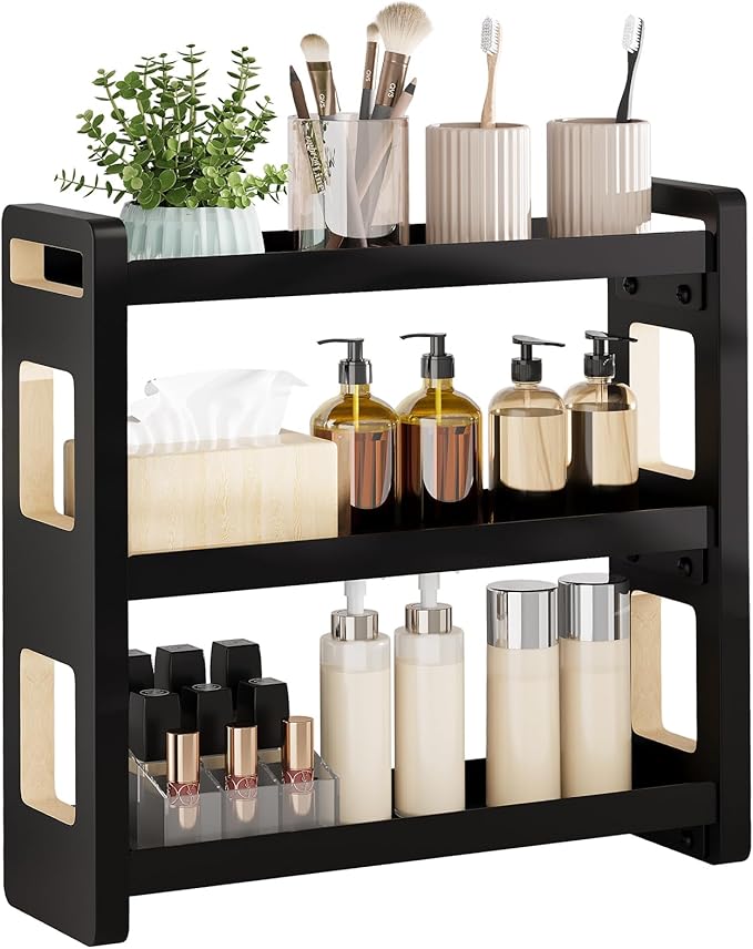 Bathroom Counter Organizer, Bathroom Counter Shelf, Black 3 Tier
