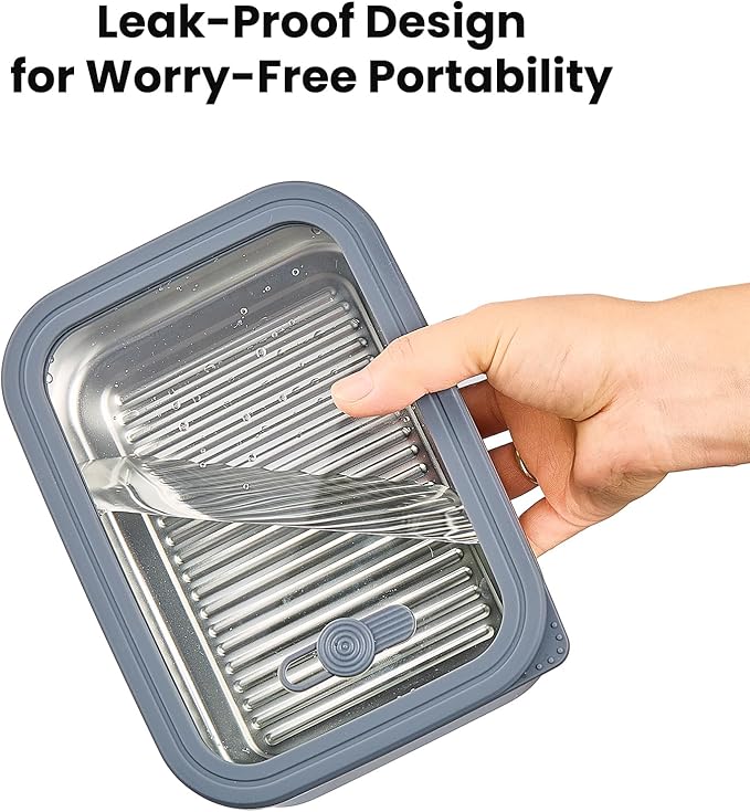 3Pcs Stainless Steel Food Containers,Stainless Steel Containers with Lids,Snack Containers,Lunch Box,Easy Clean,Airtight&Leakproof for Kitchen Storage,Dishwasher Safe,BPA-Free (22oz+44oz+77oz)