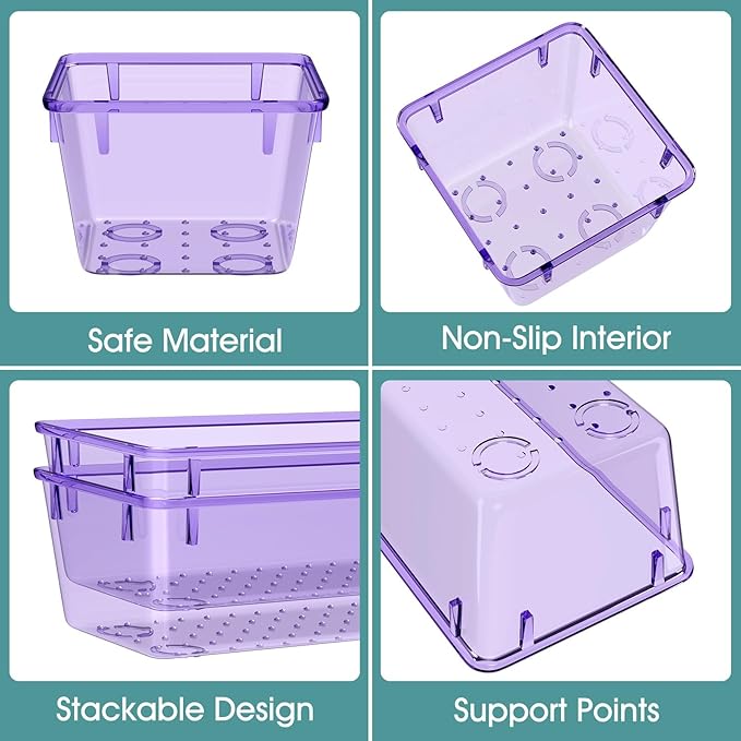 WOWBOX 25 PCS Plastic Drawer Organizer Set, Desk Drawer Divider Organizers and Storage Bins for Makeup, Jewelry, Gadgets for Kitchen, Bedroom