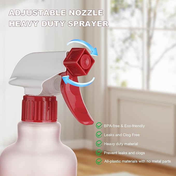 Spray Bottles 16.9oz/500ml Plastic Spray Bottle for Hair Mist/Stream Empty Spray Bottle Heavy Duty Refillable Containers for Cleaning Solutions, Plants Gradient 2 Pack (Red)