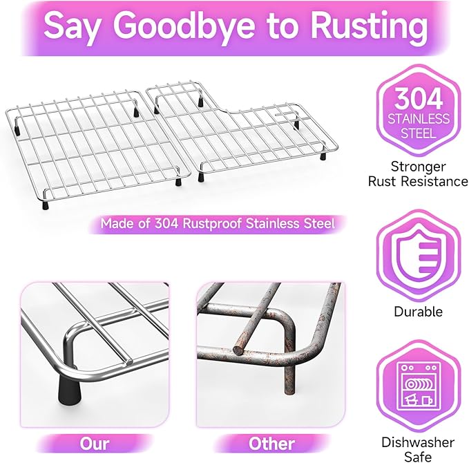 Stainless Steel Sink Protectors for Kitchen Sink, 23.2'' x11.6'' Sink Racks Compatible with Kohler Whitehaven K-6486 and K-6487