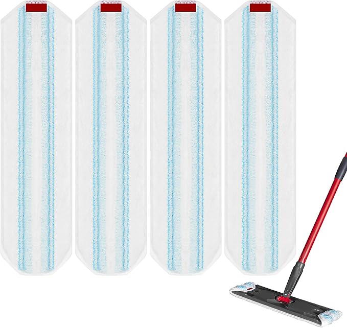 4 Pack Microfiber Mop Pad for O-Cedar H2prO Flat Mop System, Reusable Mop Head Replacements, Machine Washable (White*4P)