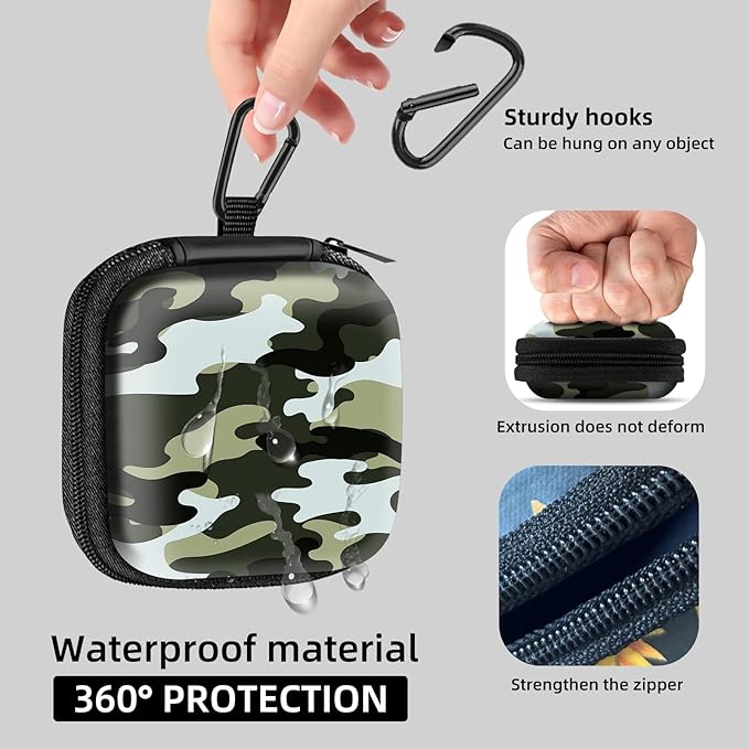 Square Data Cable Earbud Charger Coin Storage Bag Shockproof and Drop-Proof EVA Material Compatible with AirPod(Camouflage)