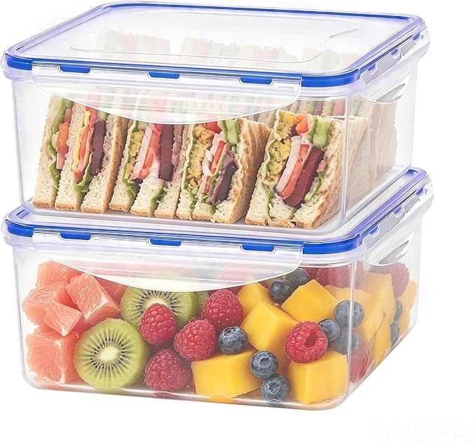KIGI 81 oz Large Square Food Storage Containers with 4-Sided Locking Lid, Airtight & Leak proof, Ideal for Lunch and Meal Prep, BPA-Free Plastic