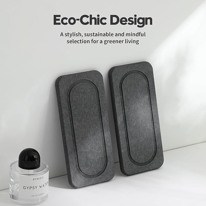 2Pack Diatomite Stone Coasters Water Absorbing Sink Tray for Kitchen & Bathroom Counter, Quick Dry Soap Dish Vanity Caddy, Dispenser Sponge Holder Space Organizer, Dark Gray - 8"x 3.8"
