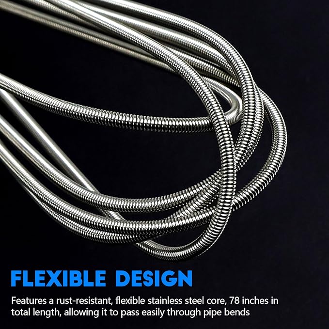 2PCS Flexible Long Drain Brush, 78 Inch Nylon Stainless Steel Tube Cleaning Brush, Slim Long Hose Pipe Cleaning Tool for Auto Sunroof Drain Hole