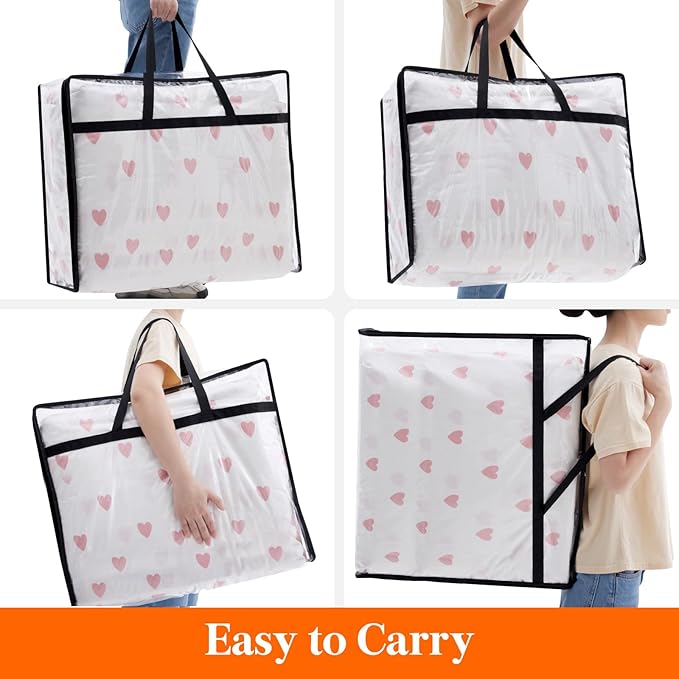 3 Pack Clear Clothes Storage Bags, 110L Plastic Blanket Storage Bag