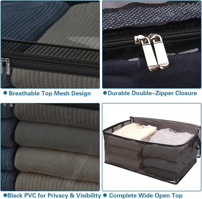 60L Blanket Storage Bags 4 Pack Clothes Storage Bins Foldable Thick Closet