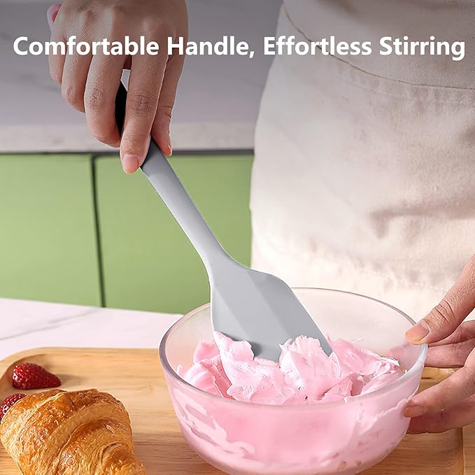 Gray Rubber Spatula for Kitchen Use, DUFEIMOY 10.8In Silicone Spatulas for Cooking Heat Resistant, Flexible Small kitchen Spatula for Kitchen Nonstick Cookware, Seamless & Dishwasher Safe