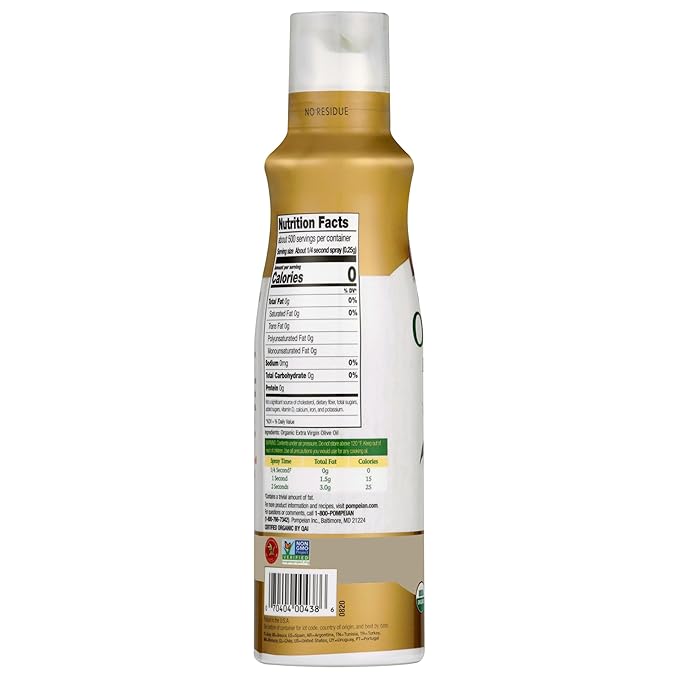 Pompeian Robust Organic Extra Virgin Olive Oil Spray - (3 Pack) 5 fl oz, 148 mL - No Propellants - First Cold Pressed Olive Oil for Cooking - Robust Flavor for Salads, Pasta, and Drizzling