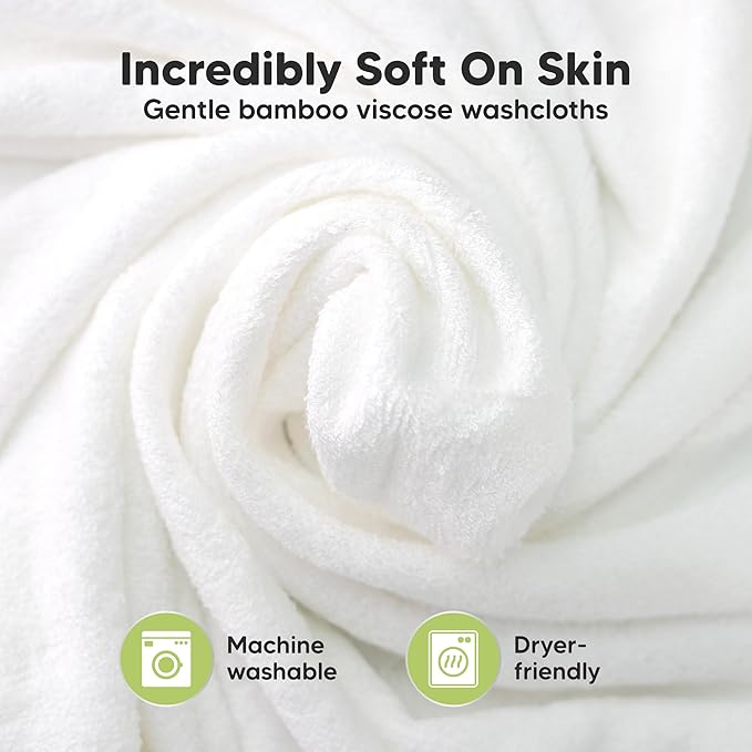 6-Pack Baby Washcloths – Soft Absorbent Viscose from Bamboo Washcloths for Face, Body, Baby Towels for Newborn, Kids, Toddlers, Infant, Gentle on Sensitive Skin, 10x10 Reusable Face Towels(Stone)
