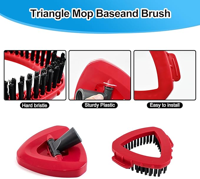 Spin Mop Handle,Mop Head,Base and Brush for OCedar RinseClean 2 Tank System,Include 2 Microfiber Spin Mop Replacement Head,4 Section 30-58" Iron Mop Handle,1 Base and 1 Scrub Brush for Floor Cleaning