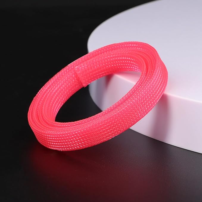 25ft PET Expandable Braided Cable Sleeve 1 inch(25mm) Pet Braided Cable Sleeve for Audio Video Device Wire Automotive Wire (Pink)