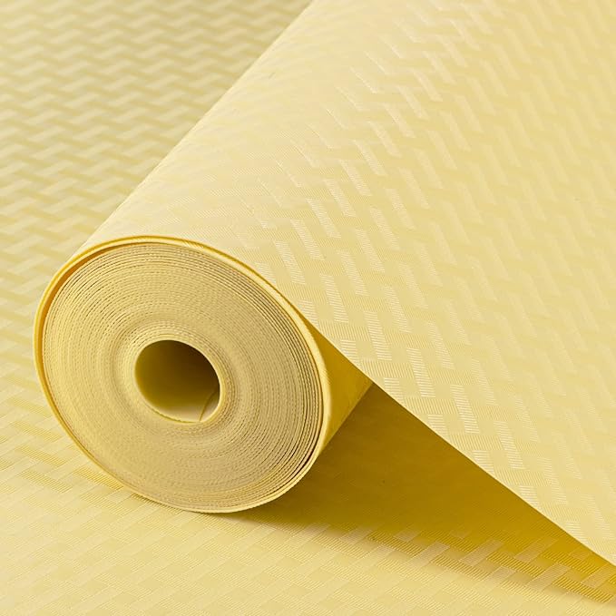 Shelf Liners for Kitchen Cabinets Refrigerator Liners Waterproof Kitchen Cupboard Liner Non Adhesive Drawer Mats EVA Material Fridge Liner for Shelves - Yellow Beige 11.8 x 393.7 Inches