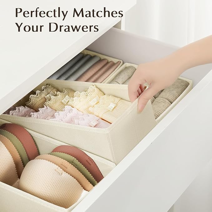 Drawer Organizers Clothes, Set of 6 Dresser Organizer Bins