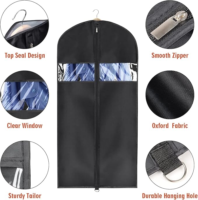 Lightweight Garment Bag Suit Bag for Storage and Travel (24"X50"-5pcs, Oxford)