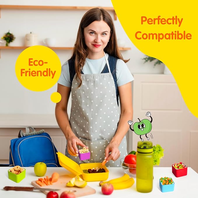 IELEK Silicone Lunch Box Dividers Square Bento Box Kit Accessories Meal Prep Containers