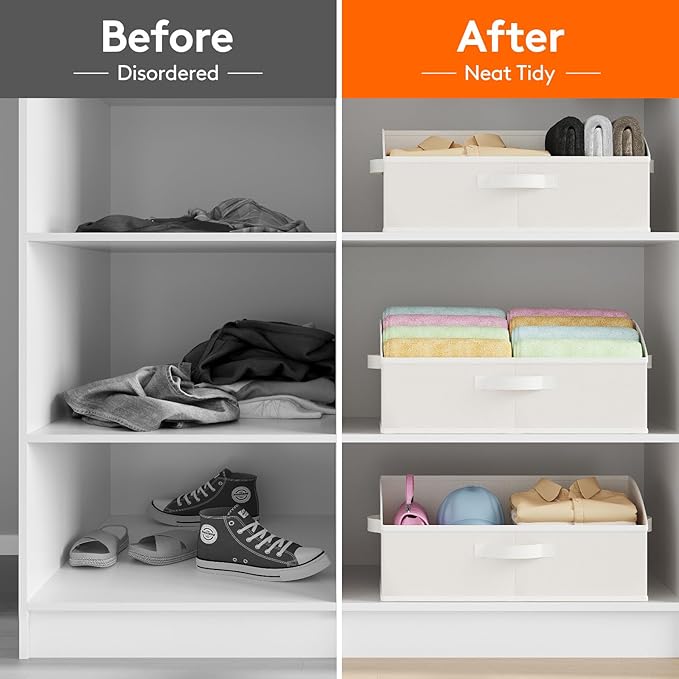 Trapezoid Closet Storage Bins for Shelf, White