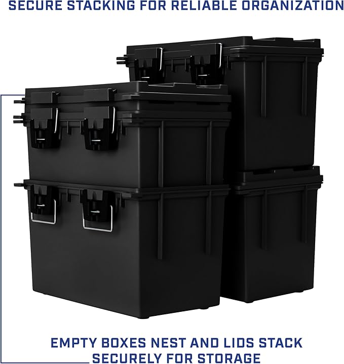 12764 XL Storage Bins With Lids, 4-Pack Stackable Storage Bins, Made in USA