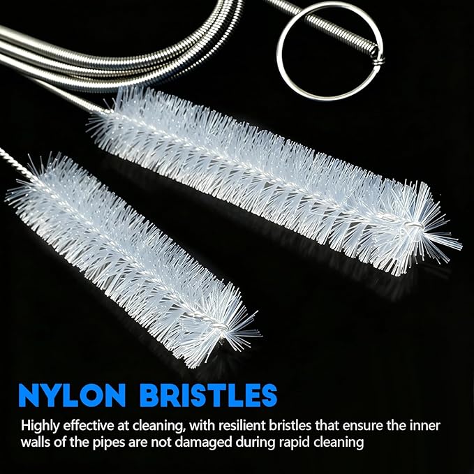 2PCS Flexible Long Drain Brush, 78 Inch Nylon Stainless Steel Tube Cleaning Brush, Slim Long Hose Pipe Cleaning Tool for Auto Sunroof Drain Hole