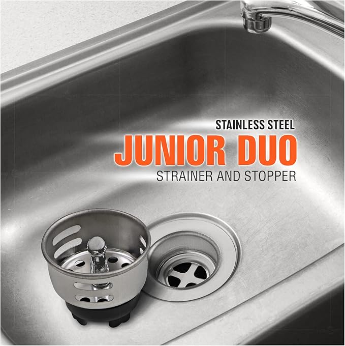 HIGHCRAFT 97733-2 Stainless Steel Junior Duo Strainer/Stopper (1.5 inch) Replacement Basket for Bar and Prep Sinks Drains pack of 2